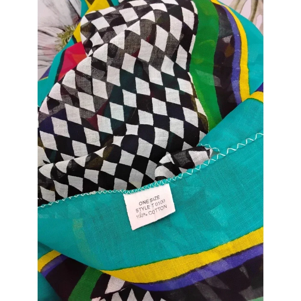 Large one size square cotton scarf 40